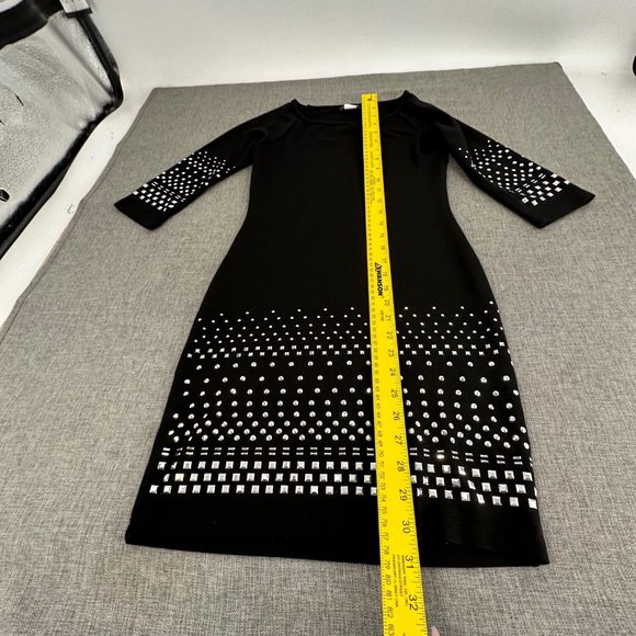 Venus Black Dress‎ Silver Studs Size XS Round Neck Viscose Polyester Elastan - Picture 5 of 12
